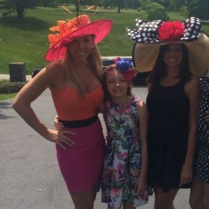 Bebe pink, orange and black bandage dress